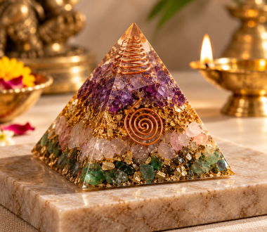 Crystal Pyramid Altar with Golden Glow